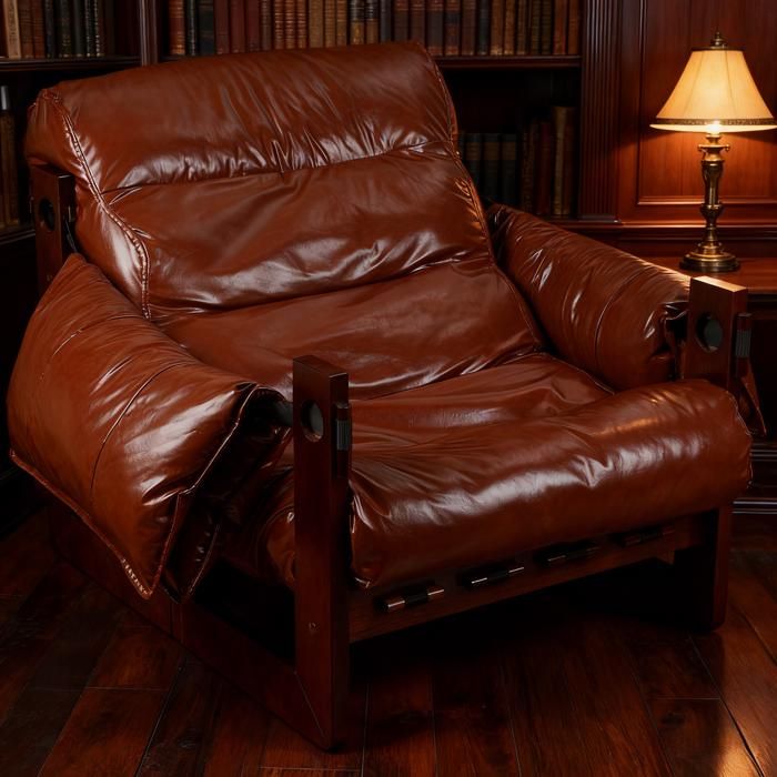 Fauteuil club - FLASIDU - Rétro - Relaxation - Conception ergonomique - coussin amovible - imperméable - Marron - 85*70*75cm