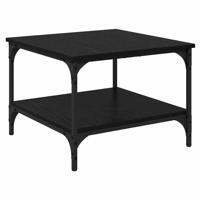 Table basse industrielle - GKO - Chêne noir - Bois dingénierie - 55x55x40 cm - 1 étagère - Grand espace de stockage