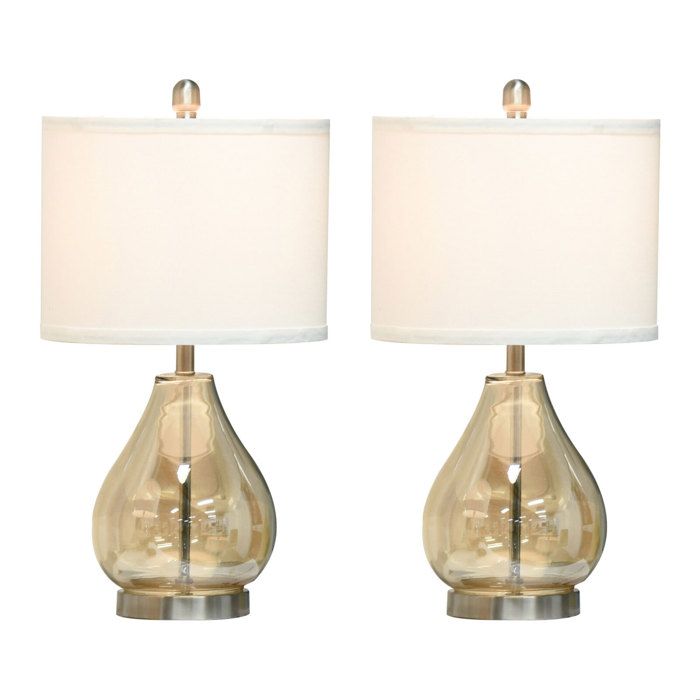 Lot de 2 Lampe de bureau Lampe de chevet pour Chevet chambre et salon 30*30*56cm Douille E27 tiges ambrées en forme de goutte