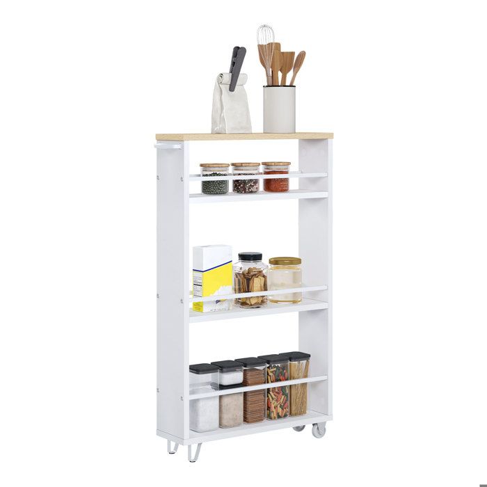WOLTU Desserte à roulettes Chariot de Rangement Étagère roulettes avec Poignée et Freins Chêne Clair+Blanc WOLTU Desserte à roulettes Chariot de Rangement Étagère roulettes avec Poignée et Freins Chêne Clair+Blanc