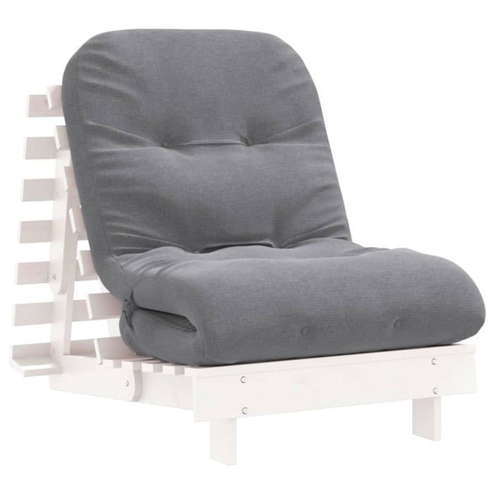 Canapé-lit futon en bois - vidaXL - Dossier réglable - 70x206x11 cm - Blanc - Bois de pin massif - Matelas en mousse