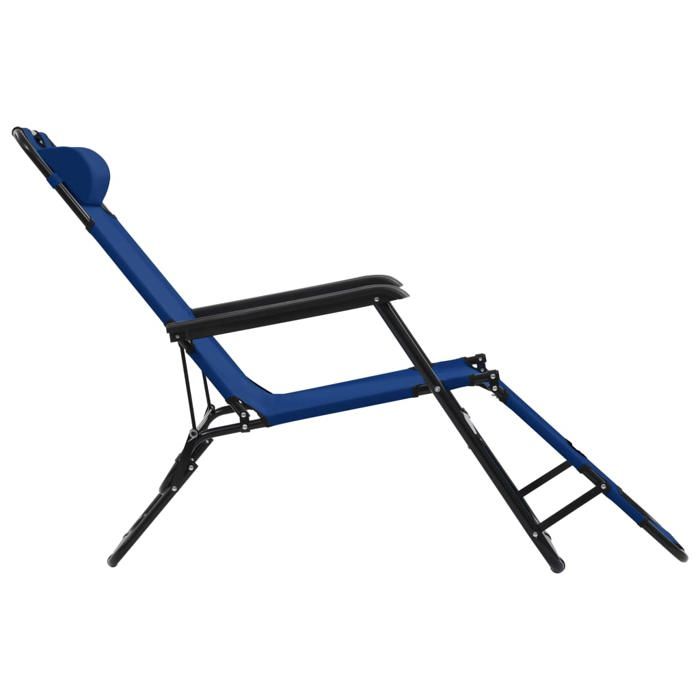 Sale 2026 Chaises longues pliables 2 pcs - BURKE - Lit de repos double - avec repose-pied Acier Bleu Cc260