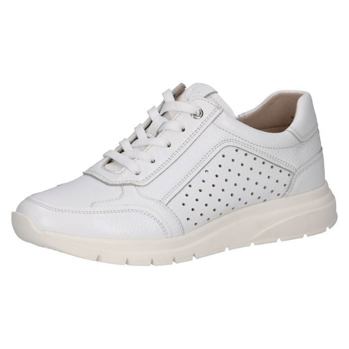 Caprice Basket Femme - Sneakers - CAPRICE - Cuir de cerf - Blanc - Lacets et Zip
