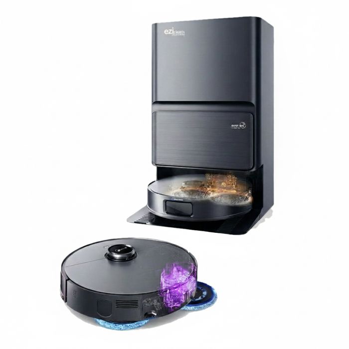 Robot aspirateur laveur LIDAR connecté avec base de vidage EZIclean® PureFlow X - Eziclean