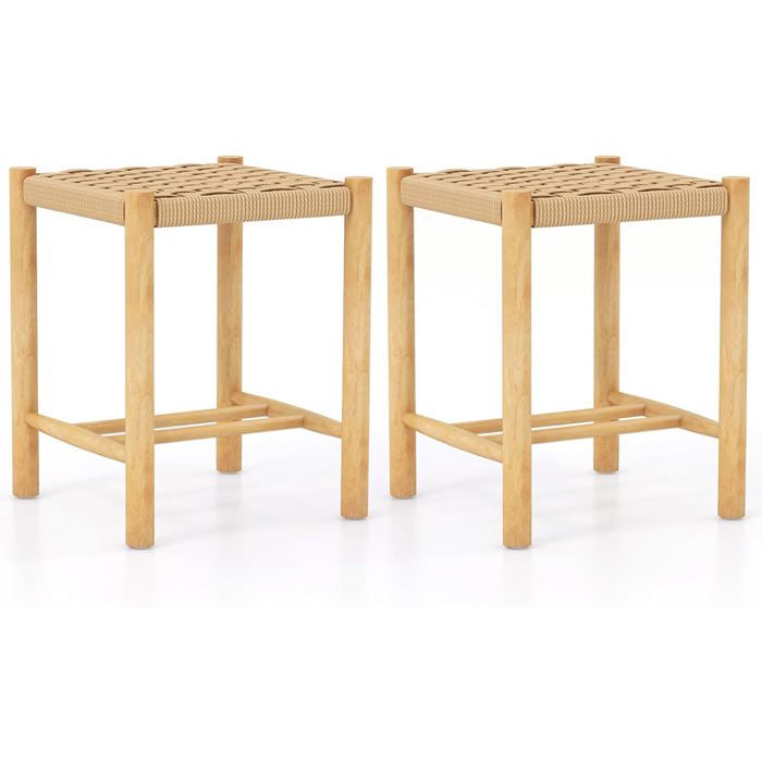 Tabourets de bar - HELLOSHOP26 - Assise tissée - Lot de 2 - Bois de caoutchouc - 36x36x45 cm Tabourets de bar - HELLOSHOP26 - Assise tissée - Lot de 2 - Bois de caoutchouc - 36x36x45 cm