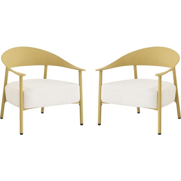 Lot de 2 fauteuils de jardin en plastique et métal Céora - Jaune