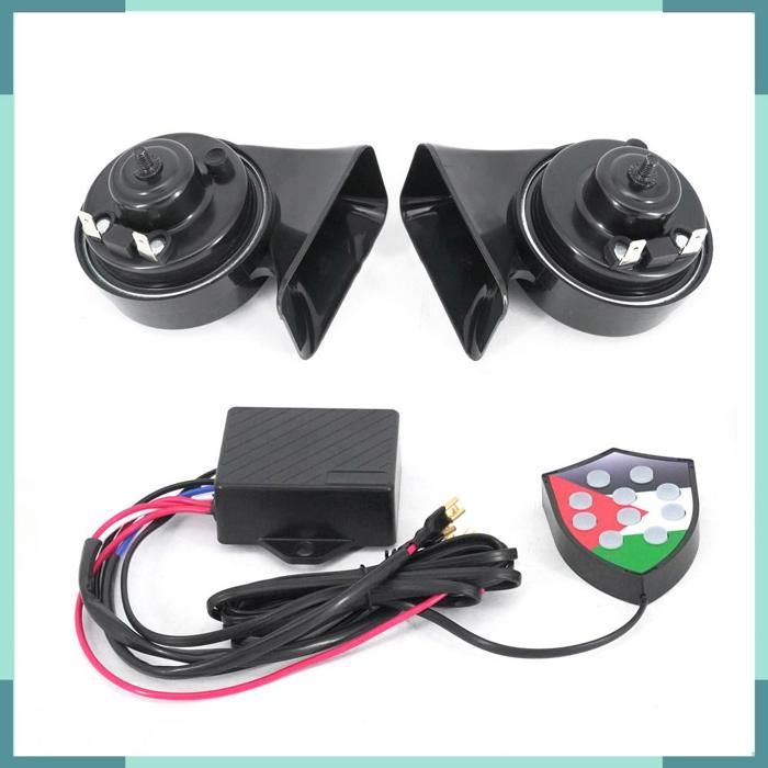KEENSO Klaxon de voiture Kit de remplacement de klaxon à Air électronique musical étanche 12V 10 sons moto coffret Multicolore