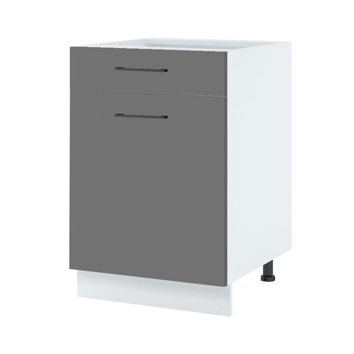 Meuble bas de cuisine Lovia Gris Mat 1 porte 1 tiroir L 60 cm - Cuisineandcie Meuble bas de cuisine Lovia Gris Mat 1 porte 1 tiroir L 60 cm - Cuisineandcie