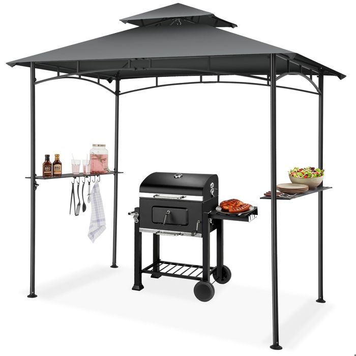 TECTAKE - Pavillon barbecue - Maracaibo résistant aux intempéries deux étagères - color anthracite 240x150x250 cm