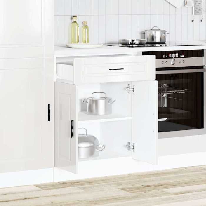BUFFET de cuisine - Vaisselier/Armoire rangement - Porto blanc brillant bois ingénierie 60x46x81.5 cm L556