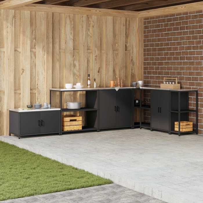 Promo détéRangement de cuisine - SWEETY - [1 pc] - Colonne/Cabinet de cuisine - avec étagère Noir 90x50x92cm Acier 9081