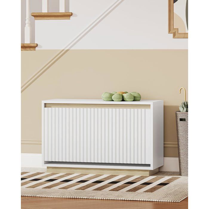 Banc à ChaussuresBanc de RangementRangement à Chaussures 12 PairesÉtagères AmoviblesSalons Entrées 30 x 75 x 53 cmBlanc