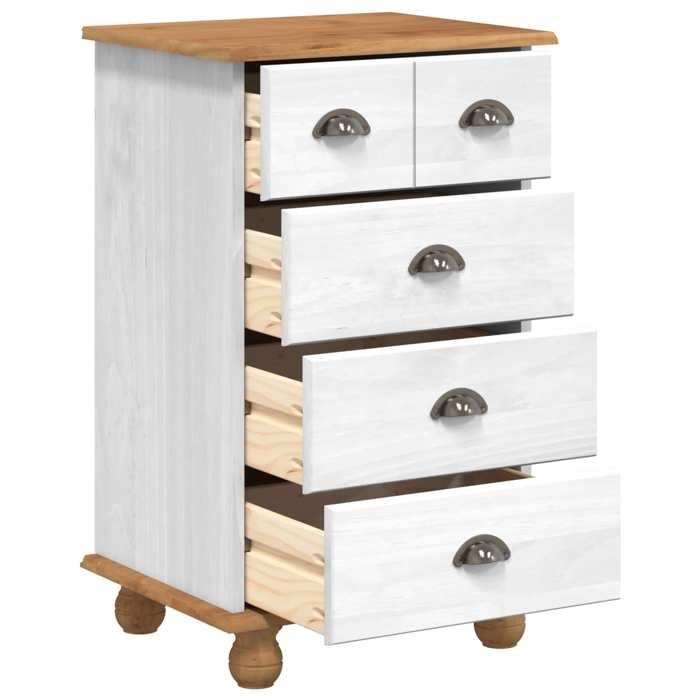 (11153)Moderne Commode ASKIM Blanc 45 8x40x79 cm Bois de pin massif poid:15 kg