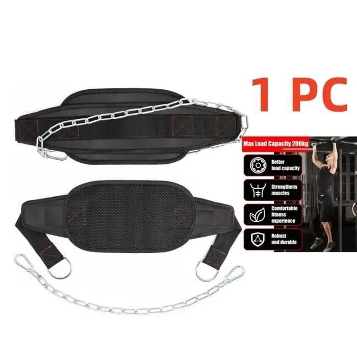 Ceinture Musculation Homme Ceinture de leste musculation en néoprène avec chaîne en acier et 2 mousquetons Dip ceinture lestée