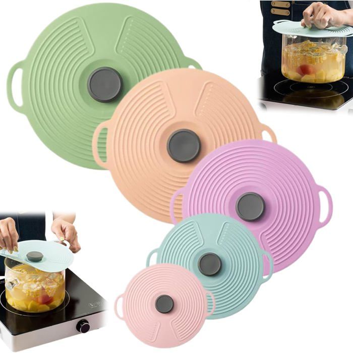 Lot de 5 couvercles en silicone pour casseroles et poêles de 324/28/239/209/152 cm couvercles de bol de qualité alimentaire
