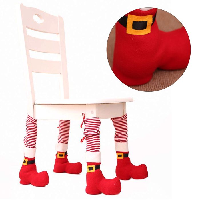 ccessoire de décoration 38x9cm lot de 4 housse de chaise anti-dérapant - Aueq - protection meuble décoration noël fêtes intérieur