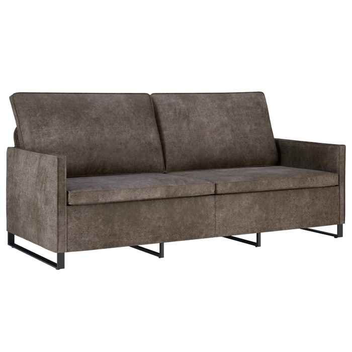 Sofa - Canapé 3 places - vidaXL - tissu en suède synthétique - gris foncé - 190 x 81 x 82 cm 1518289