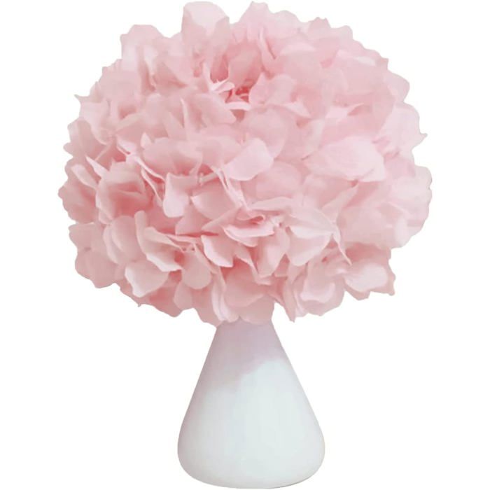 Lampe de Table LED Fleur Artificielle Éclairage Décoratif Base Bois Rose et Blanc Lampe de Chevet