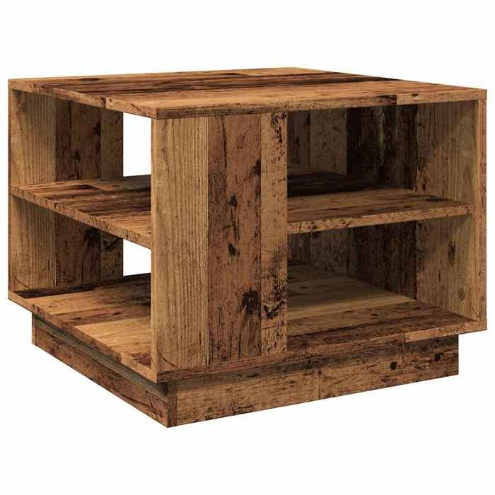 Table basse vieux bois 55x55x42 cm bois dingénierie_2 ans garantie_46607