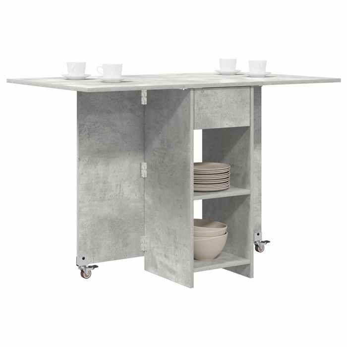 Les SoldesTable à dîner - Table de cuisine rectangulaire au style industriel - 115 x 70 x 75 cm - Bois dingénierie Gris béton edn