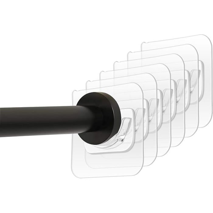 Lot de 6 supports autocolnts pour tringle à rideau de douche Sans perçage Montage mural SUPPORT POUR TRINGLE