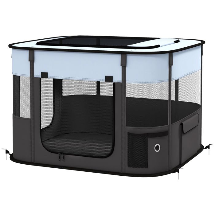 YWJ Enclos de jeu pour animaux domestiques pliable avec sac de rangement pour chiots et chatons intérieur et extérieur gris