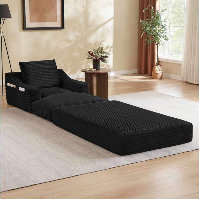 Fauteuil canapé sans ossature en velours côtelé design double couche extensible en lit