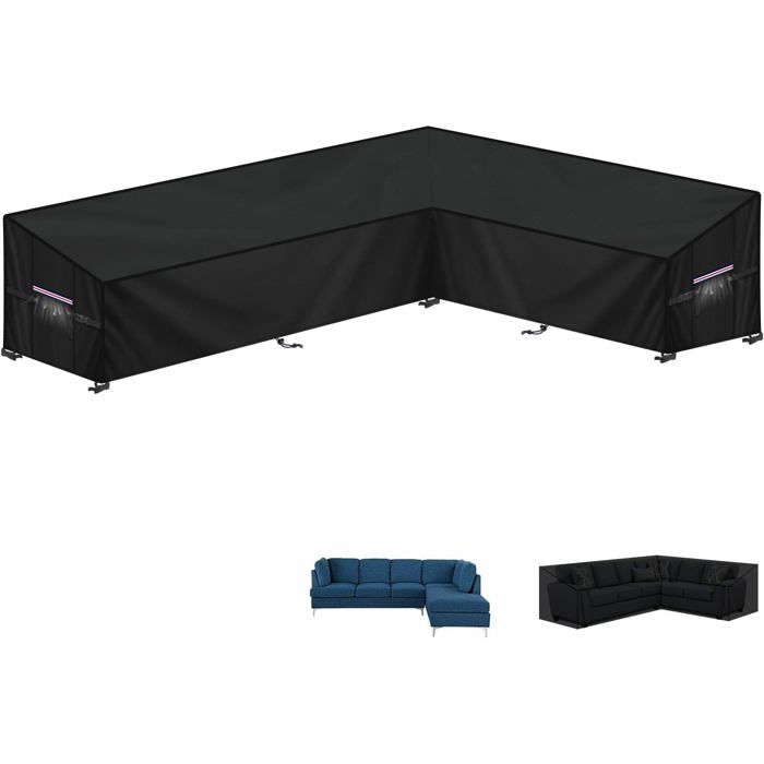 Housse canapé dangle extérieur en L - 260x180x90x80/60cm - Oxford 420D imperméable et anti-UV pour mobilier de jardin