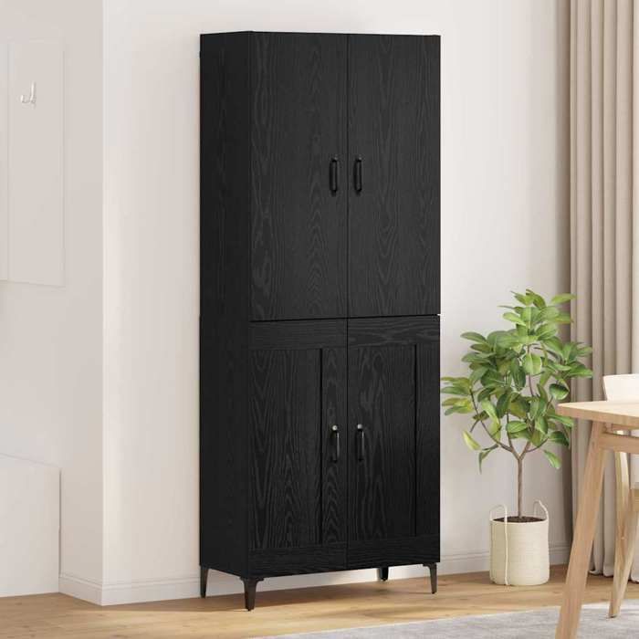 Noir Haut Armoire Chêne noir 695x34x180 cm Bois dingénierie - Meuble Rangement LV30595