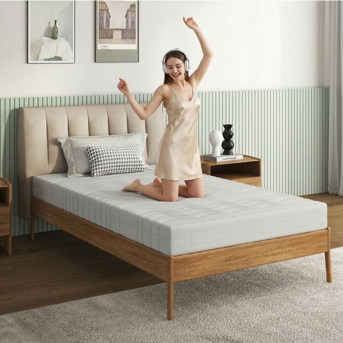 Matelas mousse mémoire de forme 90x200 cm 16 cm ergonomique respirant housse déhoussable blanc JOINERY