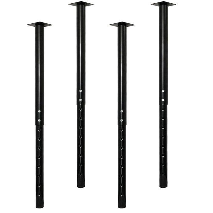 4 Pieds de Bureau ronds métal noir - réglables de 60 à 100 cm - lot de 4