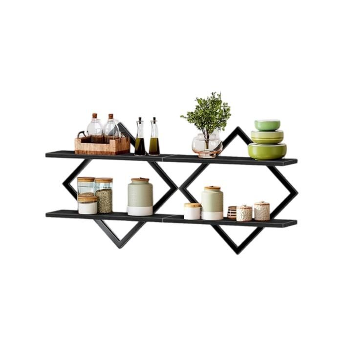 Etagere murale bois noire - Deco boho - Moderne - Cuisine chambre salle de bain
