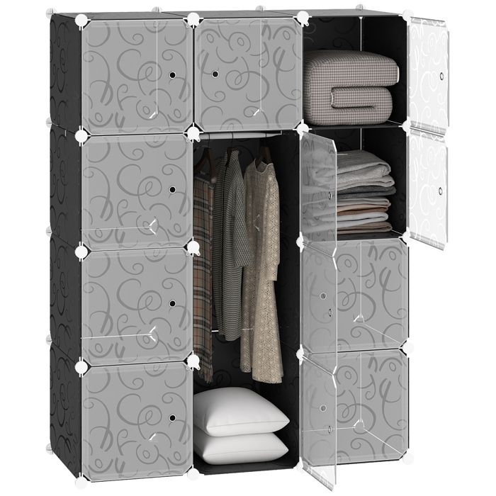Armoire modulable - Rangement à cubes - 12 cases - Porte - Dimensions 111 x 47 x 145 cm - Pour le rangement de la maison - EUJIGSHOP