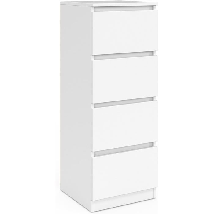 IDMarket Chiffonnier TOMI 4 tiroirs Bois Blanc 30x30x80 cm Meuble de rangement pour entrée et salle de bain