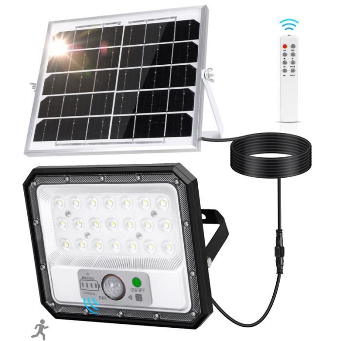 Aigostar Lampe solaire 80W pour lextérieur avec détecteur de mouvement 4000mAH 3 modes de projecteur solaire extérieur