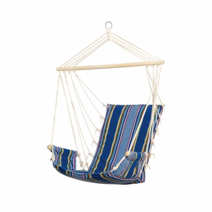 Fauteuil suspendu AMAZONAS PALAU Ocean - Accoudoirs en bois de bouleau clair - Pour 1 personne jusquà 120 kg