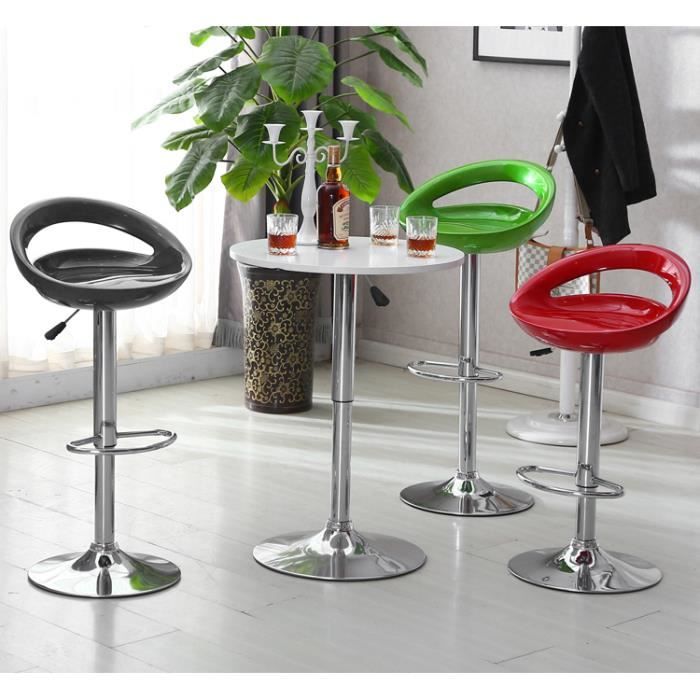 Tabouret de Bar Chaise Bar Moderne en Plastique ABS - Rouge vif - Haute Réglable 81-101cm - Lot de 4 - QIAN