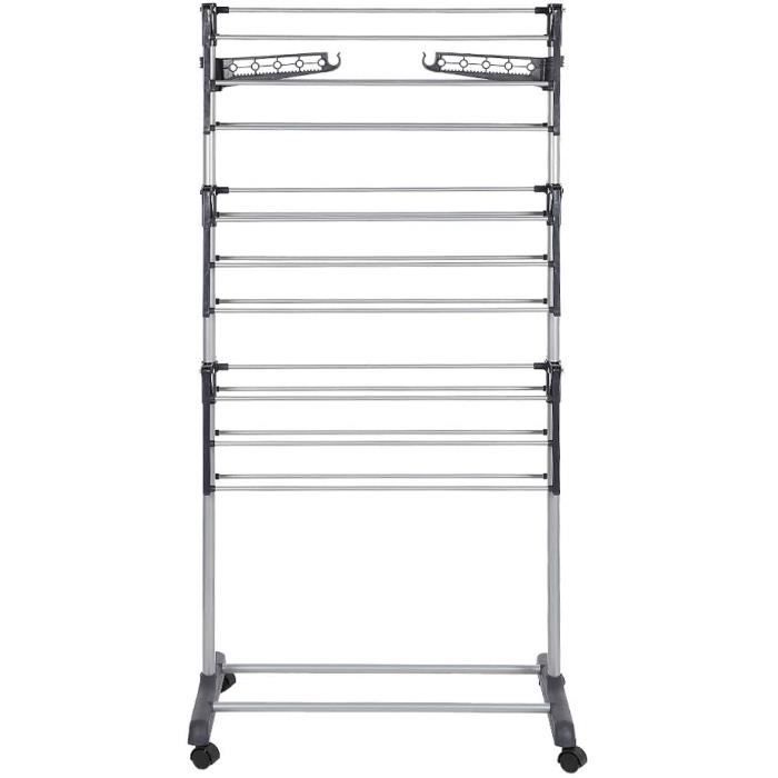 Tancarville 3 Niveaux en Acier Inoxydable Vêtements Pliables Airer avec