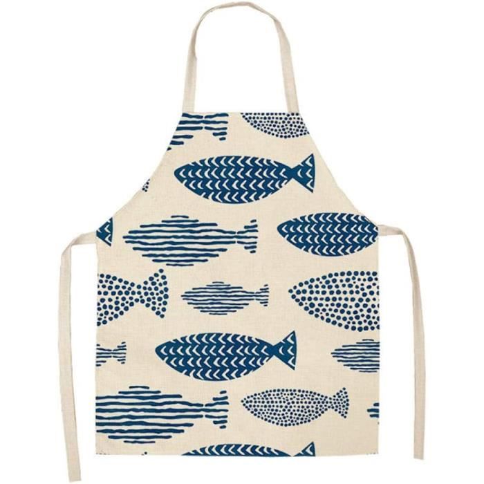 Tablier De Cuisine En Lin Avec Motif Chat - Réglable - Pour Cuisiner, Barbecue Ou Peinture