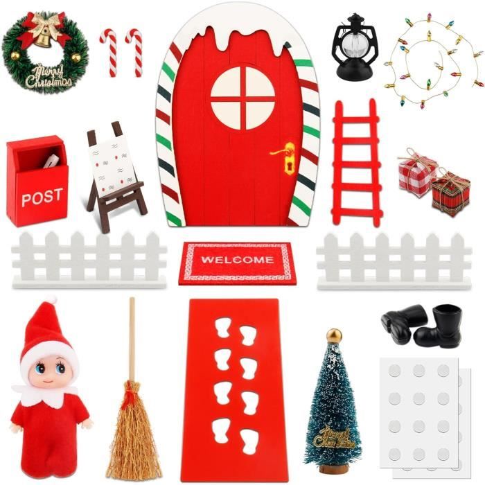 Kit Porte Lutin de Noël, 23 Pièces Miniature Lutin Farceur de Noel  Accessoires, Echelle de Kit Decoration Noel Cadeaux pour Enfants -  Cdiscount Maison