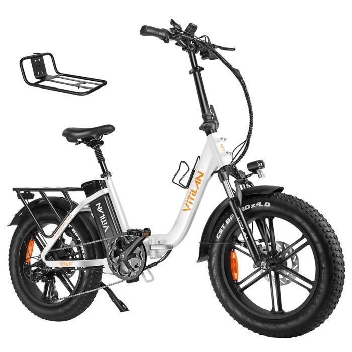 Vélo électrique pliable Vitilan U7 2.0, gros pneu 20 * 4,0 pouces, moteur 750 W, batterie au lithium LG amovible 48 V 20 Ah - Blanc