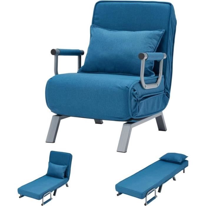 fauteuil chauffeuse canapé-lit convertible déhoussable grand confort coussin pieds accoudoirs métal suède avec coussin lit