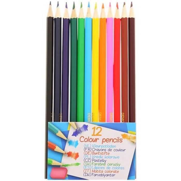 Set De 12 Crayons De Couleur Coloriage Dessin Kids Creative Cdiscount Beaux Arts Et Loisirs Creatifs