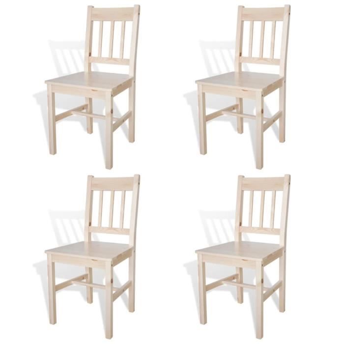 Chaises de salle à manger - Bonne Vie - Lot de 4 - Bois de pin - Confortables et durables