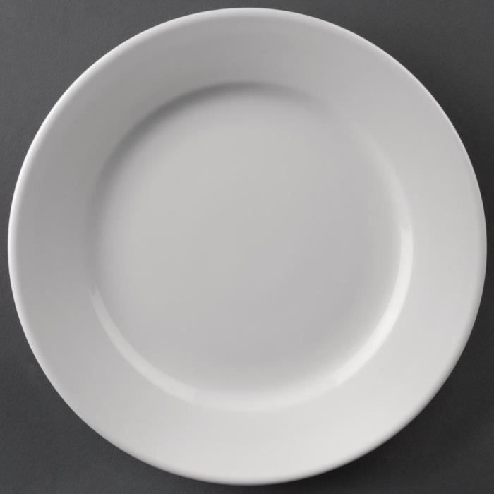 Assiettes à bord large - OLYMPIA - Athena Hotelware - 165 mm - Lot de 12 - Porcelaine blanche