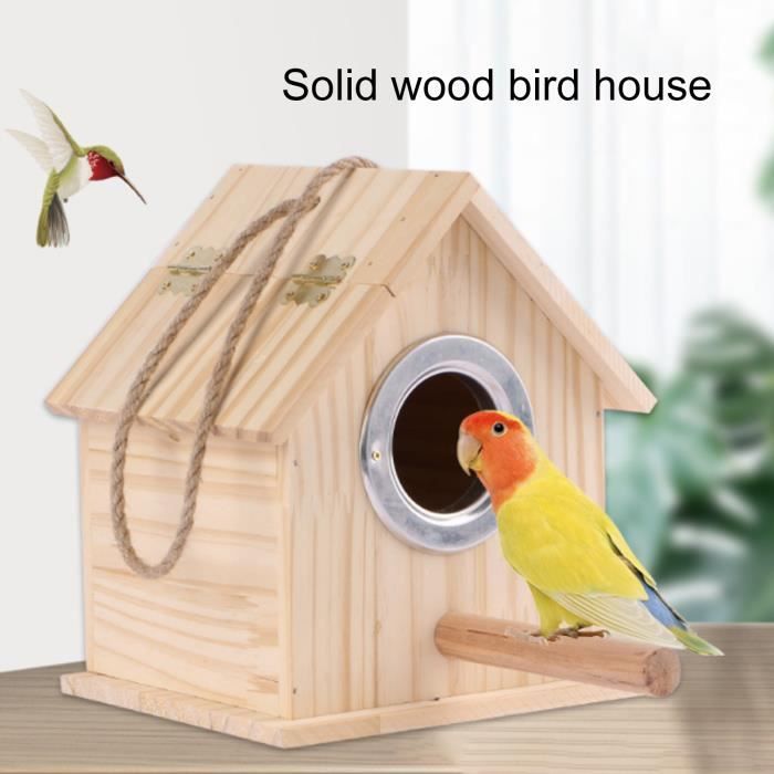 VOLIERE CAGE OISEAU Nichoir en bois Abri sans odeur Nichoir suspendu en bois robuste S1