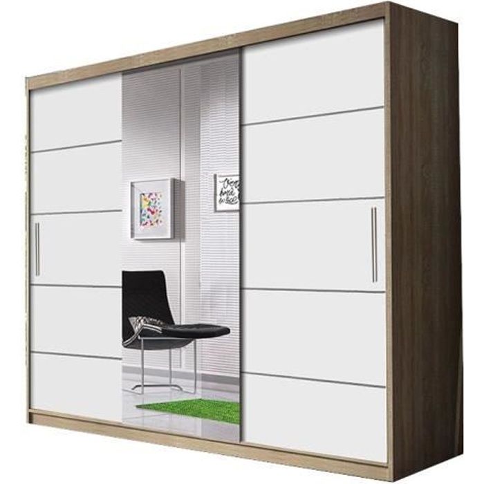 EMEUBLES Armoire, Penderie avec 3 Portes coulissantes (L x H x P