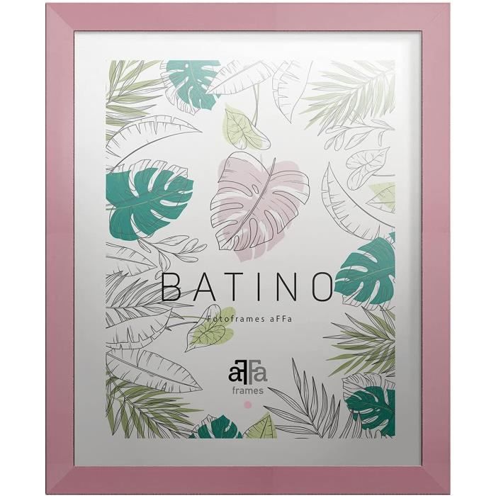 aFFa frames, Batino, Cadre photo en bois, Light, Rectangle, avec façade en verre acrylique, dos HDF, Pink, 40 x 60 cm