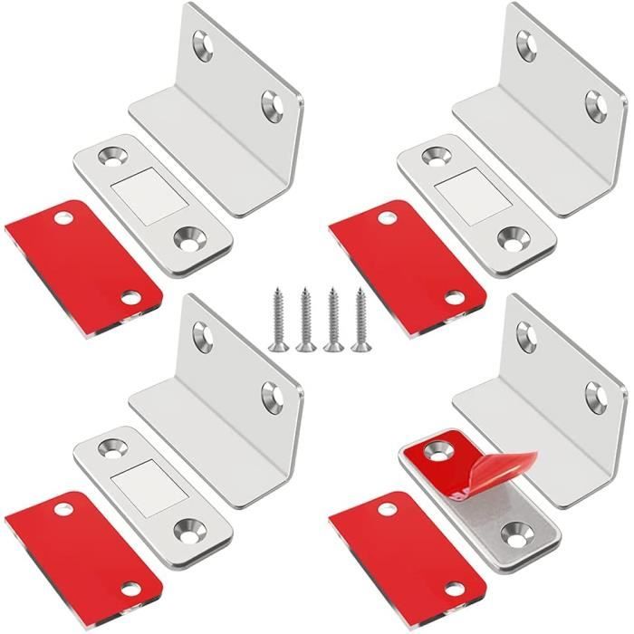 Aimant puissant,Aimant Porte Placard Lot de 4 Loquet Ultra Mince Aimant Armoire