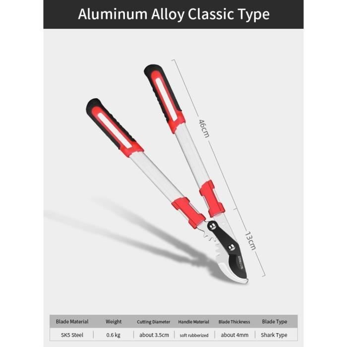 JiveSnip Sécateur Télescopique - Lames SK5 Téflon, Structure Engrenage - Pour Taille Haute Sans Effort (65-100cm)